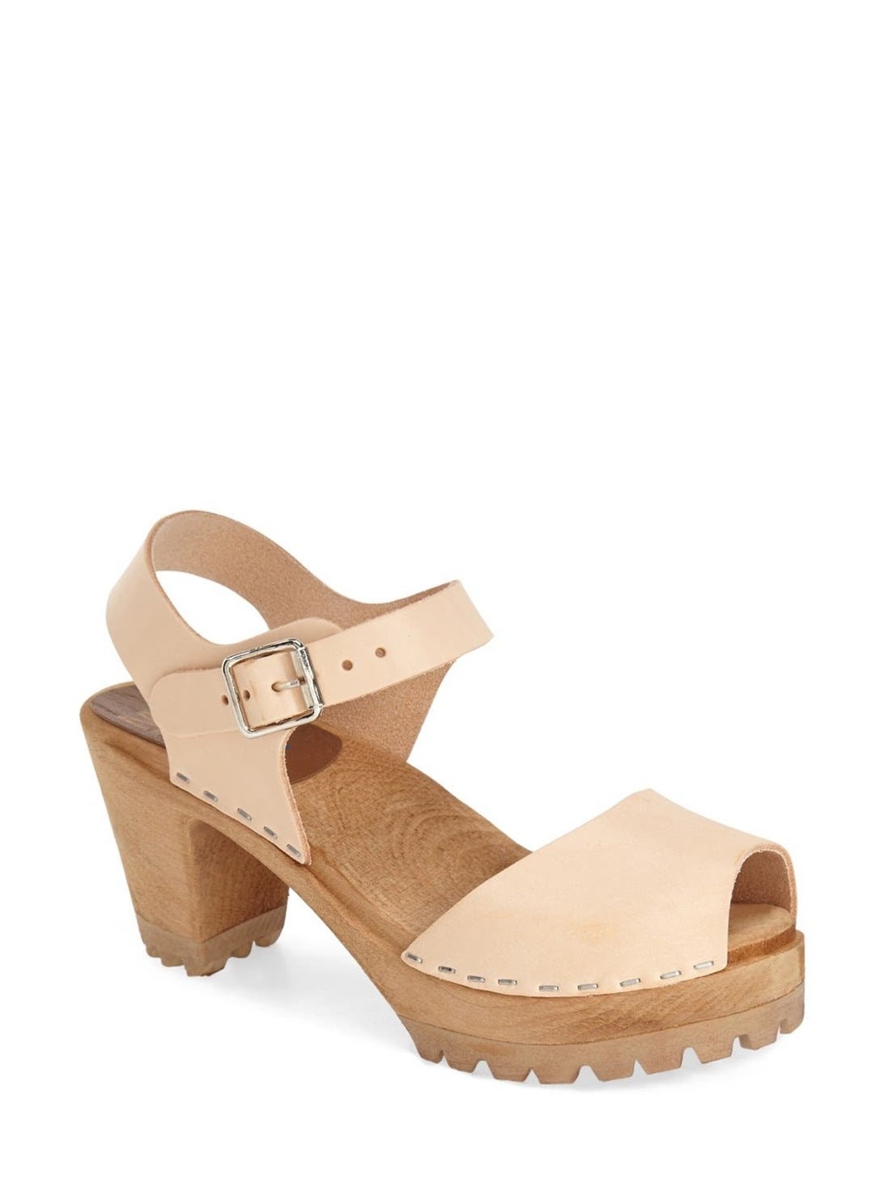 MIA Greta Clog Sandal Heel (Natural Leather)